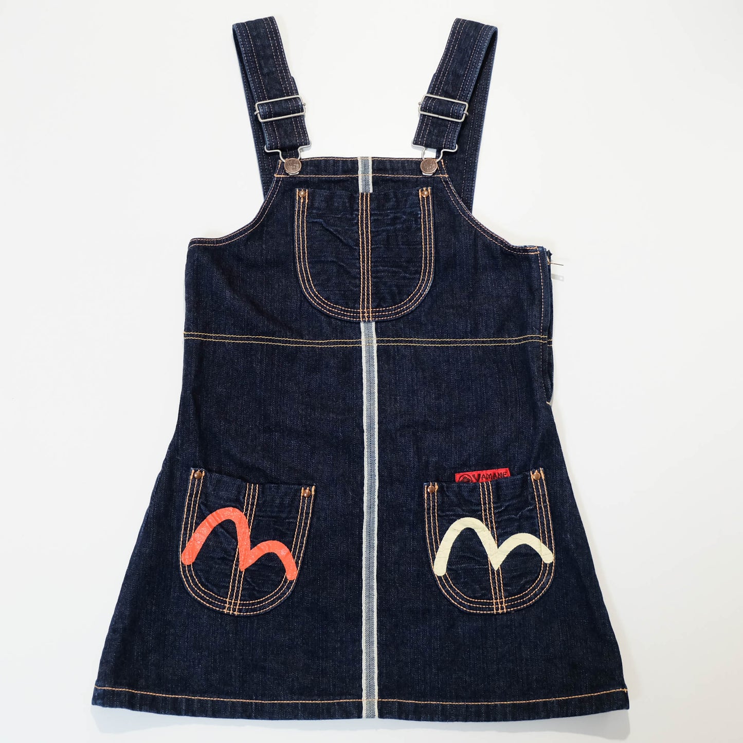 EVISU Donna Vintage Japanese Denim Overalls Dress One Piece Wagara Denim Skirt Selvedge Jeans Harajuku Streetwear