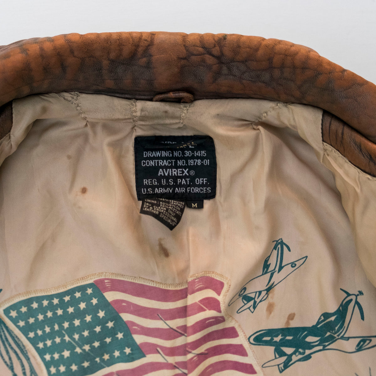 AVIREX Road Runner U.S. Navy Leather Flight Jacket Size M | Vintage Military Bomber Jacket