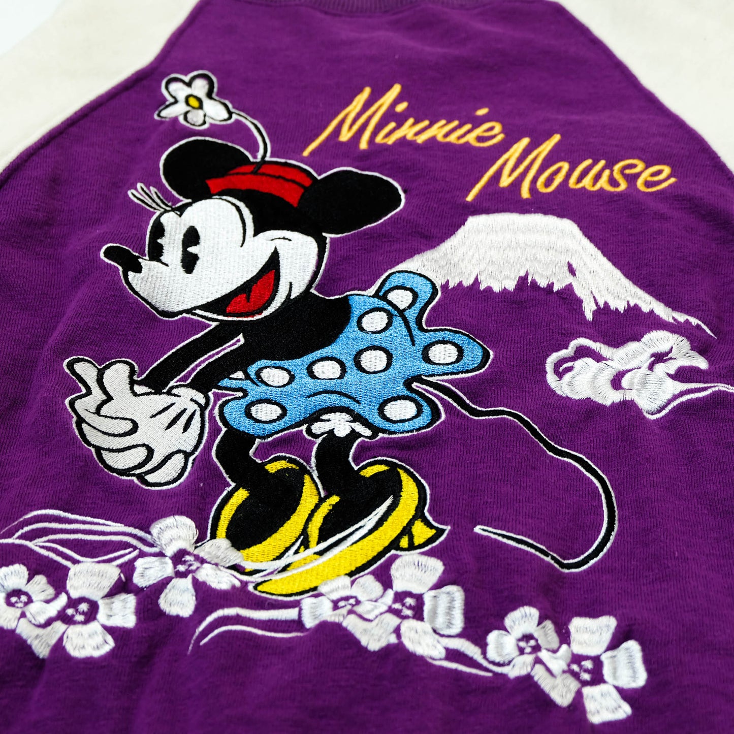 Disney Minnie Mouse Japanese Sukajan Style Jacket Purple Embroidery Mount Fuji Sakura Free Size M-L