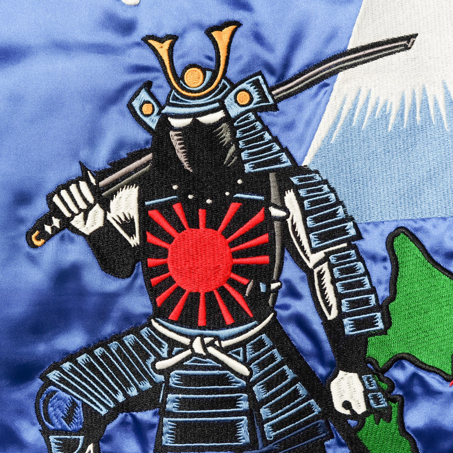 RARE Punk Drunkers Japan Japanese Samurai Musha Soccer Football South Africa Japan Team World Cup Memorabilia Embroidery Embroidered Reversible Satin Souvenir Sukajan Bomber Jacket ( Size : L )