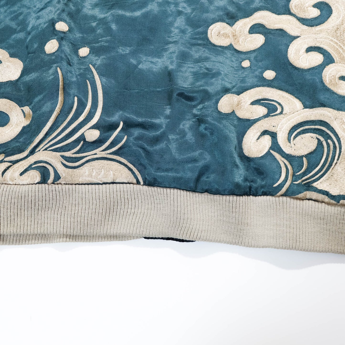 Japanese Sukajan Jacket XL Dragon & Koi Carp Water Wave Embroidery Reversible Yokosuka Bomber