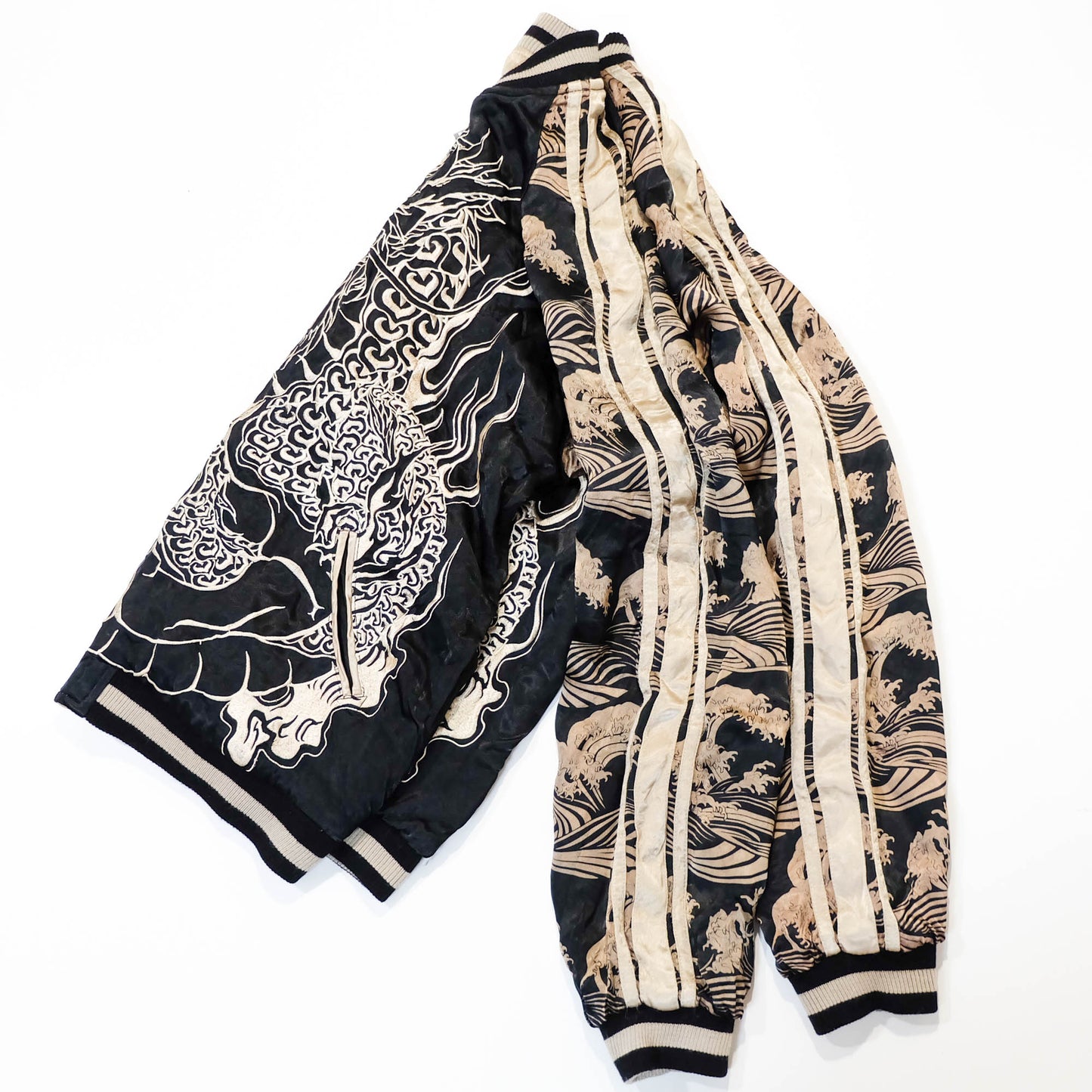 Japanese Classic Script × Wagara Dragon Sukajan Reversible Jacket XL