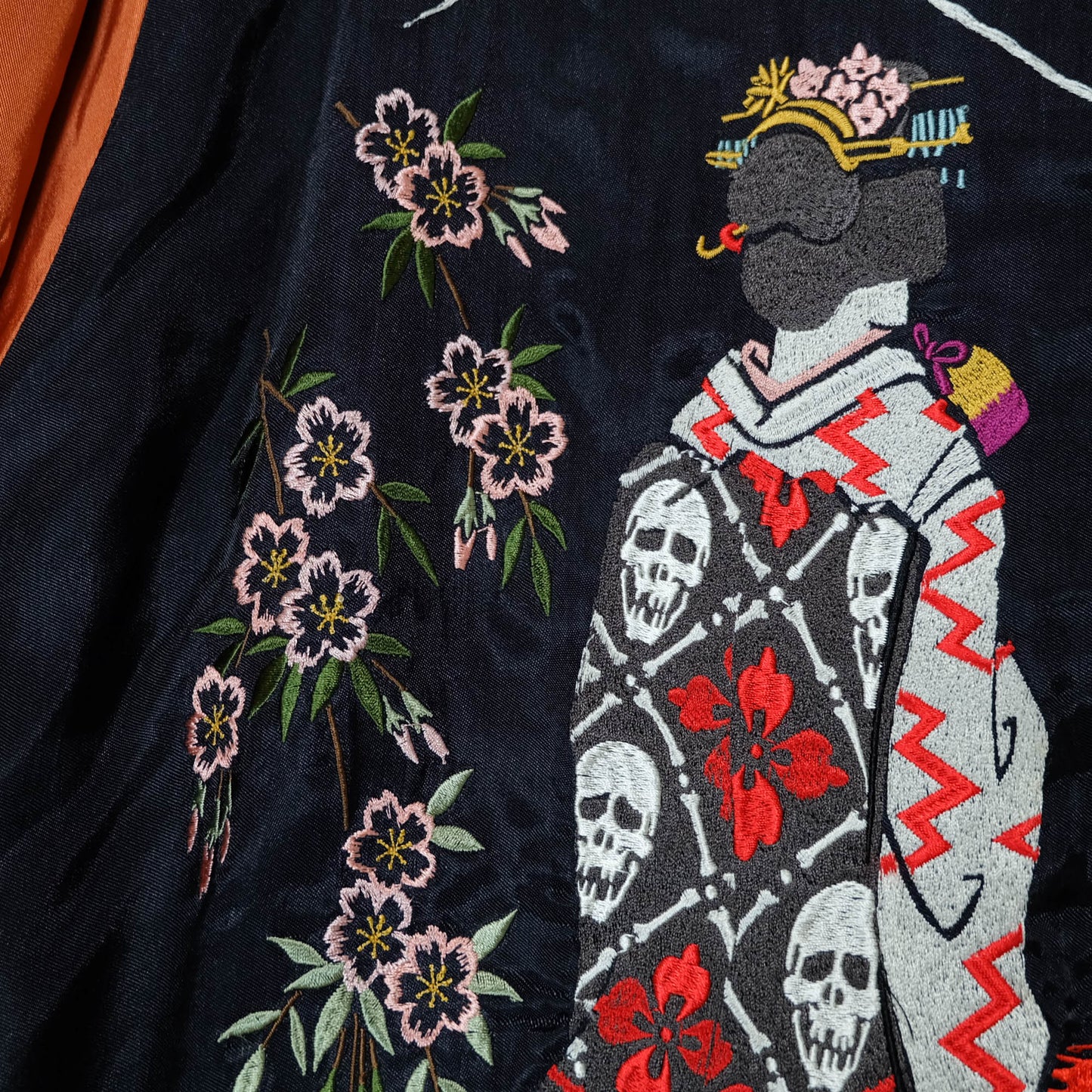 Cropped Heads Reversible Sukajan Jacket Maiko Geisha Mt Fuji Pagoda Sakura Japan Size M