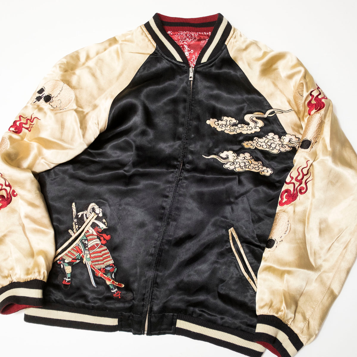 Ukiyo-e Nebuta Style Reversible Sukajan Jacket Size L | Japanese Art Embroidered Souvenir Bomber
