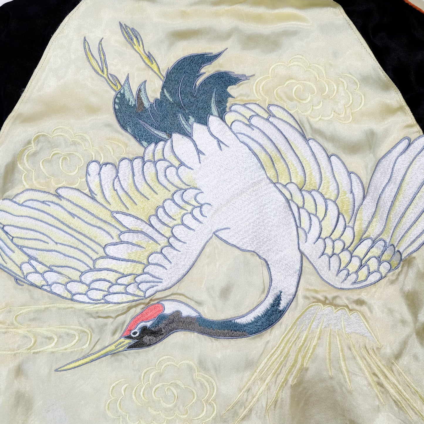 Kula Eternal Sukajan Jacket Reversible Japanese Souvenir Jacket Crane Koi Fish Wisteria Embroidery Size M