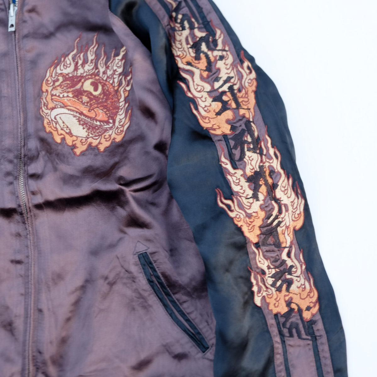 Satori Japanese Embroidered Souvenir Bomber | Hannya Mask x Jiraiya Folklore Art Wearable Streetwear