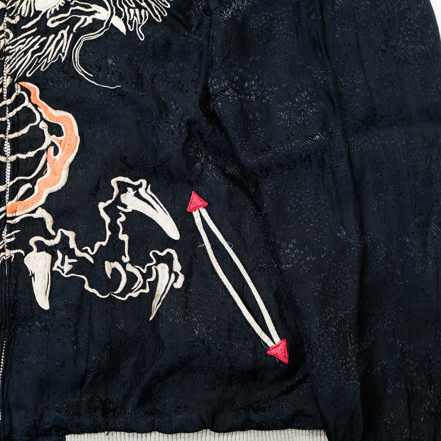 Japanese Sukajan Jacket XL Dragon & Koi Carp Water Wave Embroidery Reversible Yokosuka Bomber