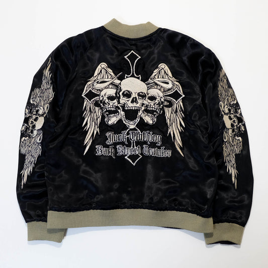 Jack Daniel’s Black Street Crafter Sukajan / Skull Wing Embroidered Souvenir Jacket Size S