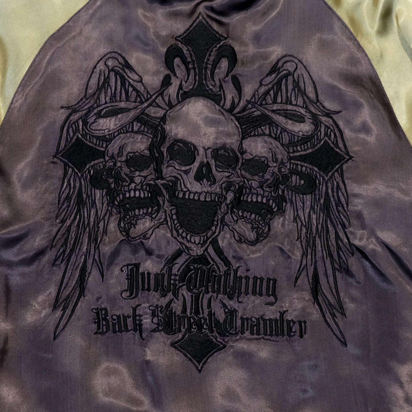 Jack Daniel’s Black Street Crafter Sukajan / Skull Wing Embroidered Souvenir Jacket Size S