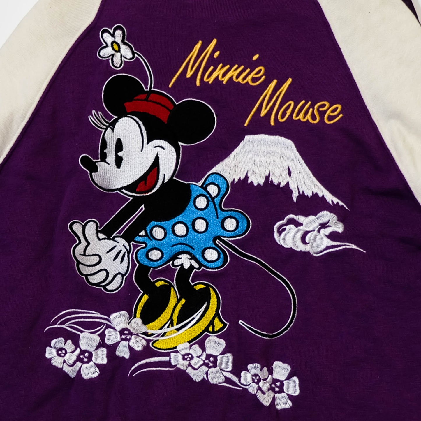 Disney Minnie Mouse Japanese Sukajan Style Jacket Purple Embroidery Mount Fuji Sakura Free Size M-L