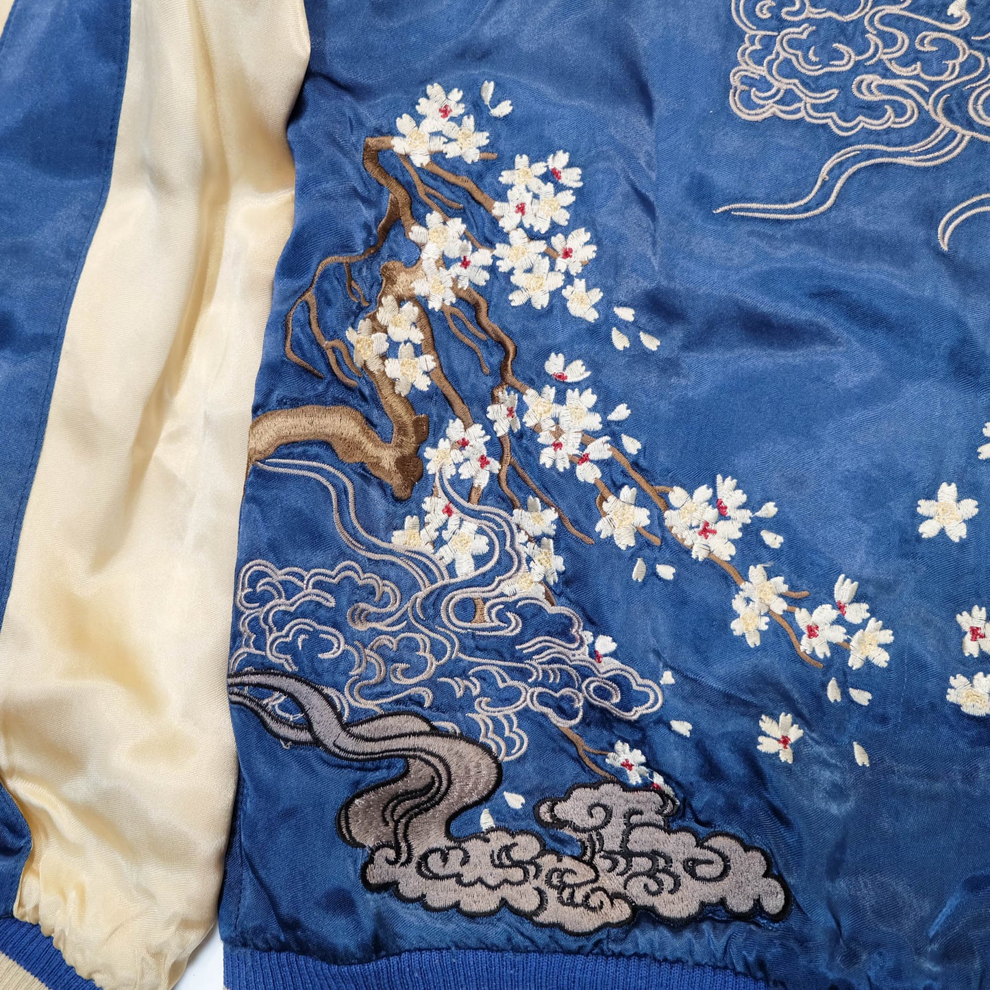 Vintage Japanese Sukajan Souvenir Jacket Reversible Dragon Skull Geisha Wagara Embroidery Yokosuka Bomber Jacket