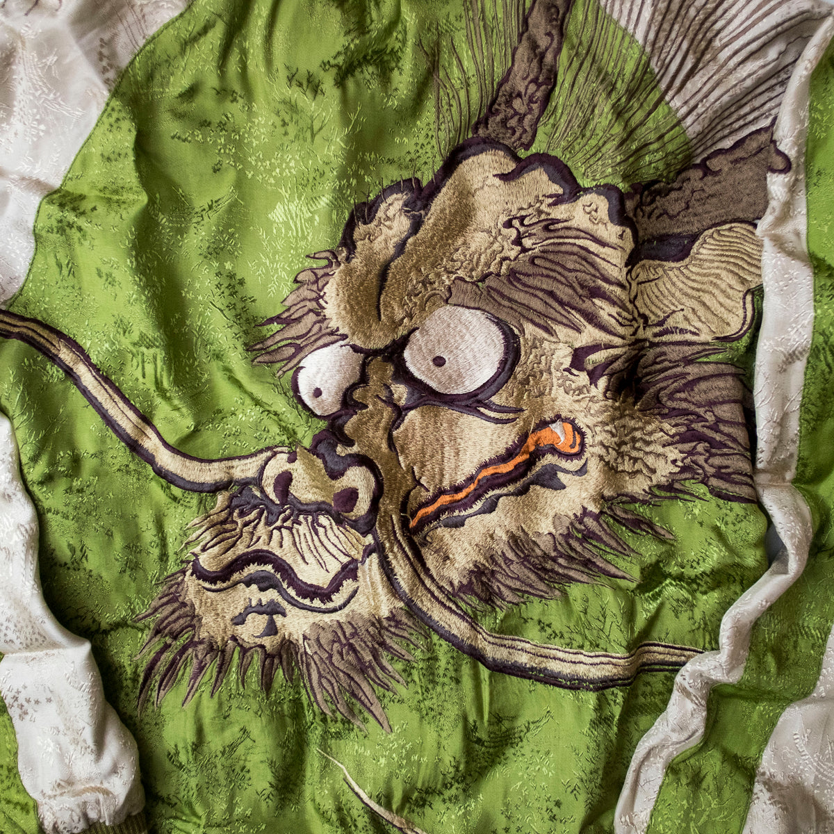 Samurai Ukiyo-e Dragon Reversible Sukajan Jacket Size L | Japanese Nihonga Inspired Souvenir Bomber