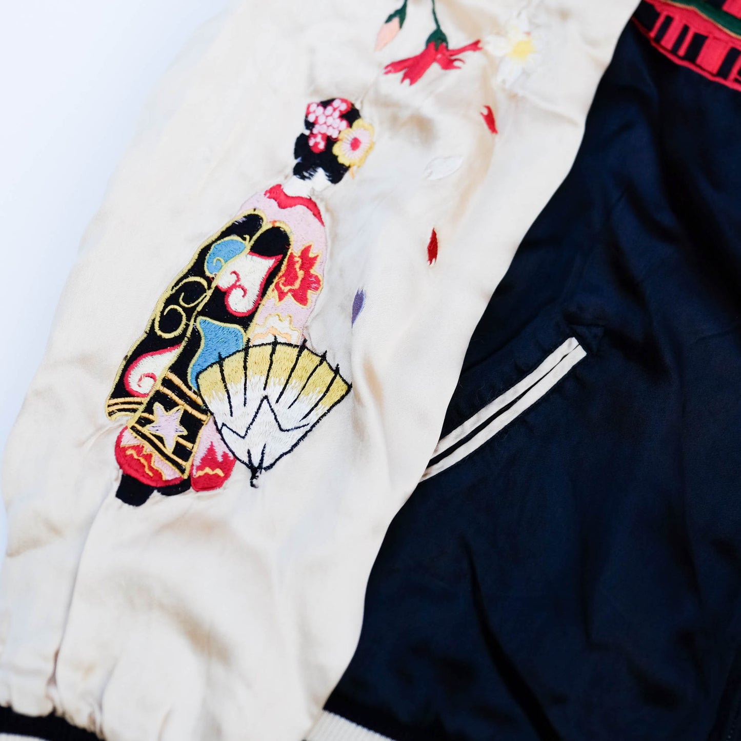 Japanese Sukajan Souvenir Jacket – Koi Carp, Sakura & Japan Map Reversible Embroidered Bomber Jacket