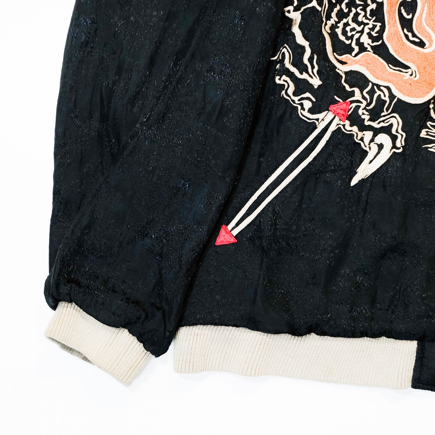 Japanese Sukajan Jacket XL Dragon & Koi Carp Water Wave Embroidery Reversible Yokosuka Bomber