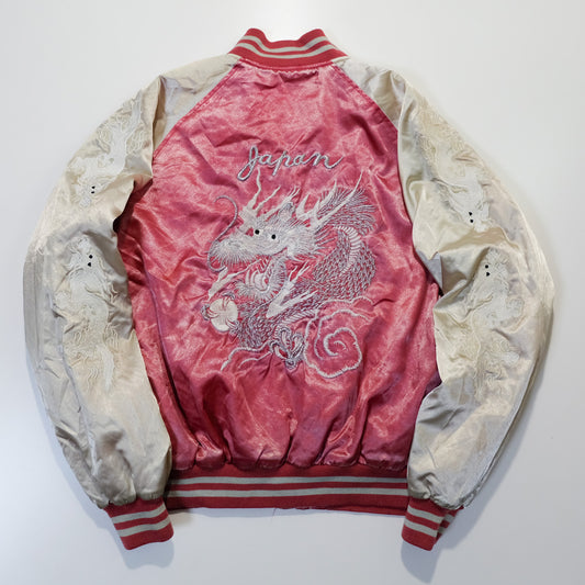 Vintage Japanese JUNGLE STORM Pink Dragon Sukajan Souvenir Jacket Free Size