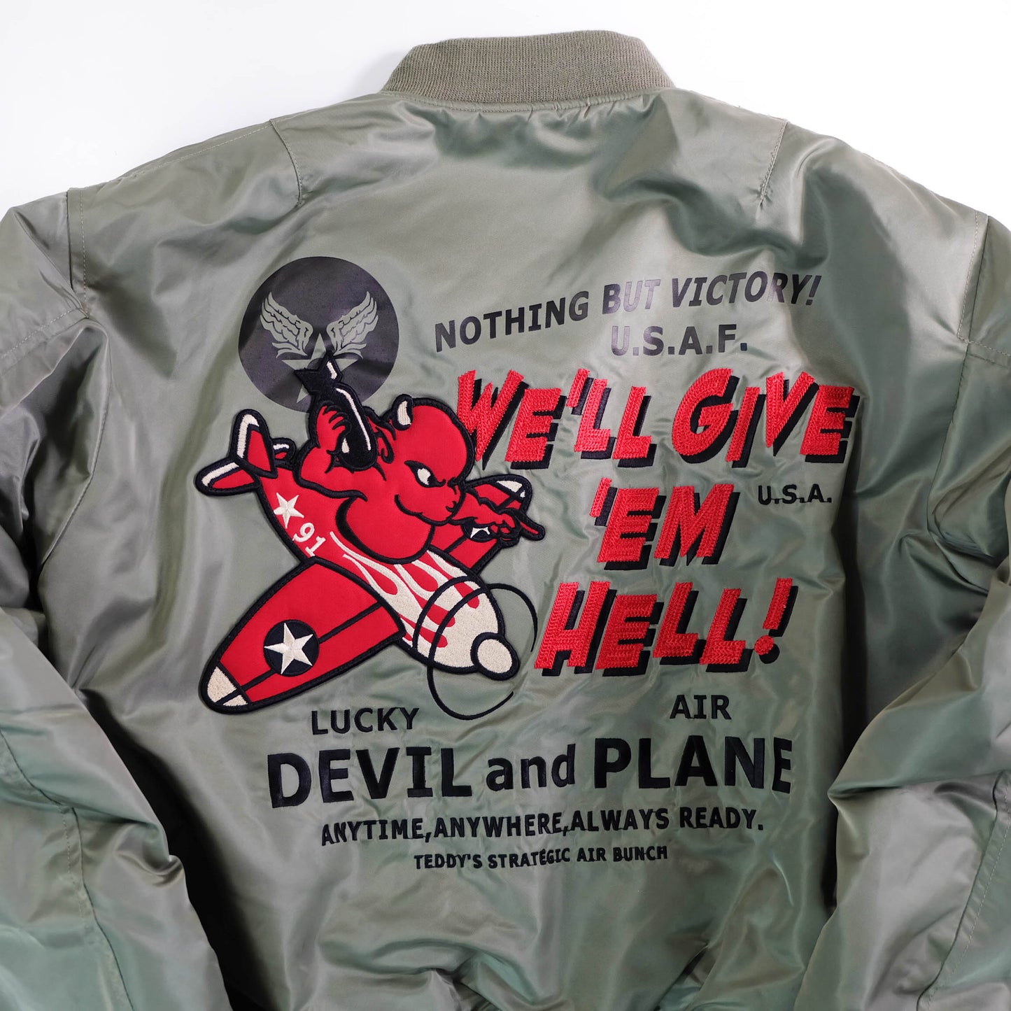 Tedman × TED COMPANY MA-1 Flight Jacket – Lucky Devil Air Force Embroidered Military Bomber Jacket