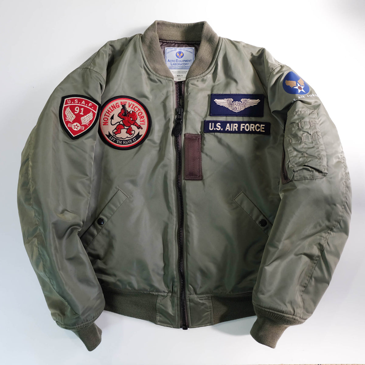 Tedman × TED COMPANY MA-1 Flight Jacket – Lucky Devil Air Force Embroidered Military Bomber Jacket