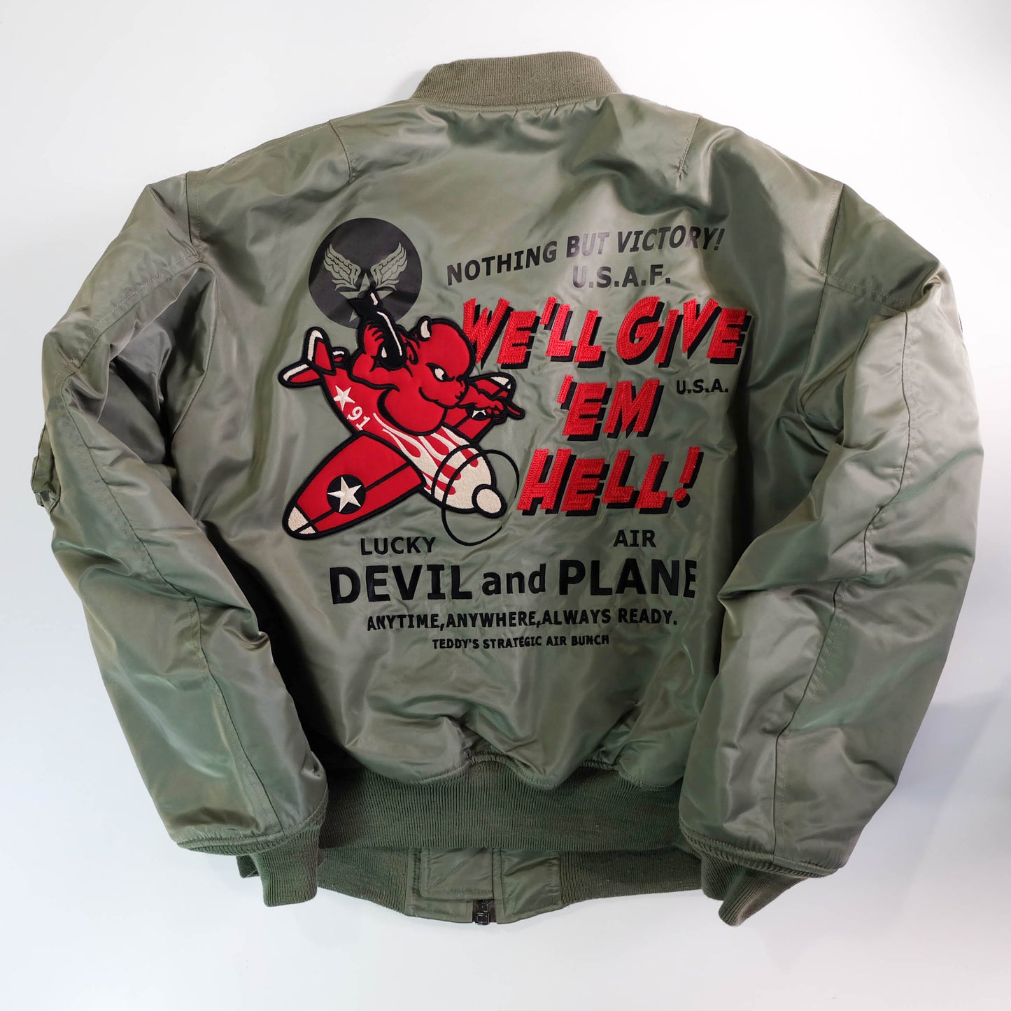Tedman × TED COMPANY MA-1 Flight Jacket – Lucky Devil Air Force Embroidered Military Bomber Jacket