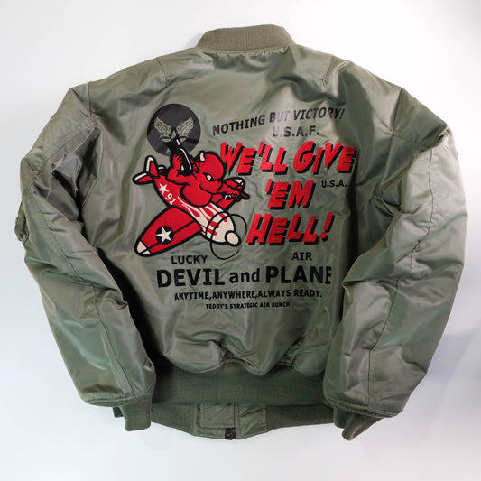 Tedman × TED COMPANY MA-1 Flight Jacket – Lucky Devil Air Force Embroidered Military Bomber Jacket