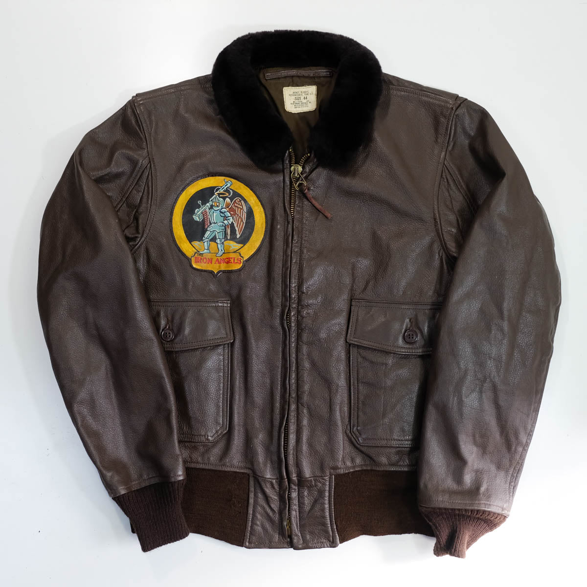 "Iron Angel" Vintage A-2 Sexy Pinup Girl Handpainted Military Flight Bomber Leather Jacket