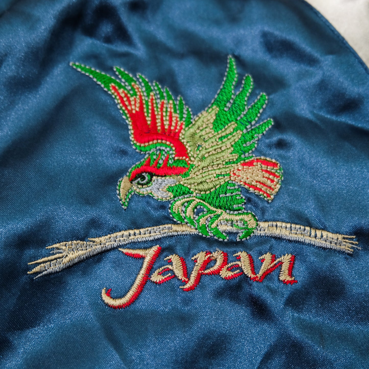 Vintage AJOP “Japan The 23th State / Last Frontier” Eagle Embroidered Sukajan Souvenir Jacket | Blue Silver Japanese Yokosuka Bomber | Tag Size 150