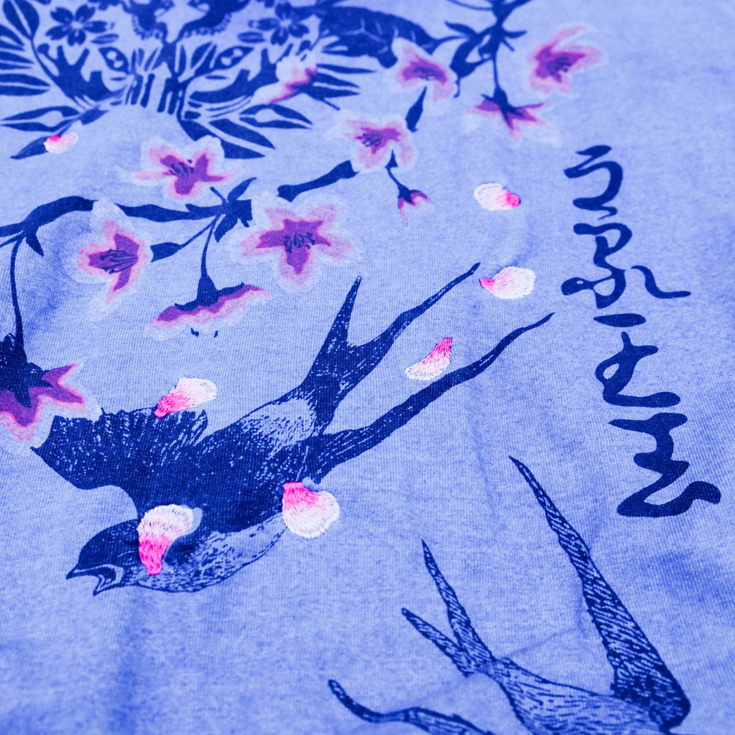 Uruwashi Japanese Wagara Zip Hoodie – Cherry Blossom & Swallow Sumi-e Inspired Art Hoodie
