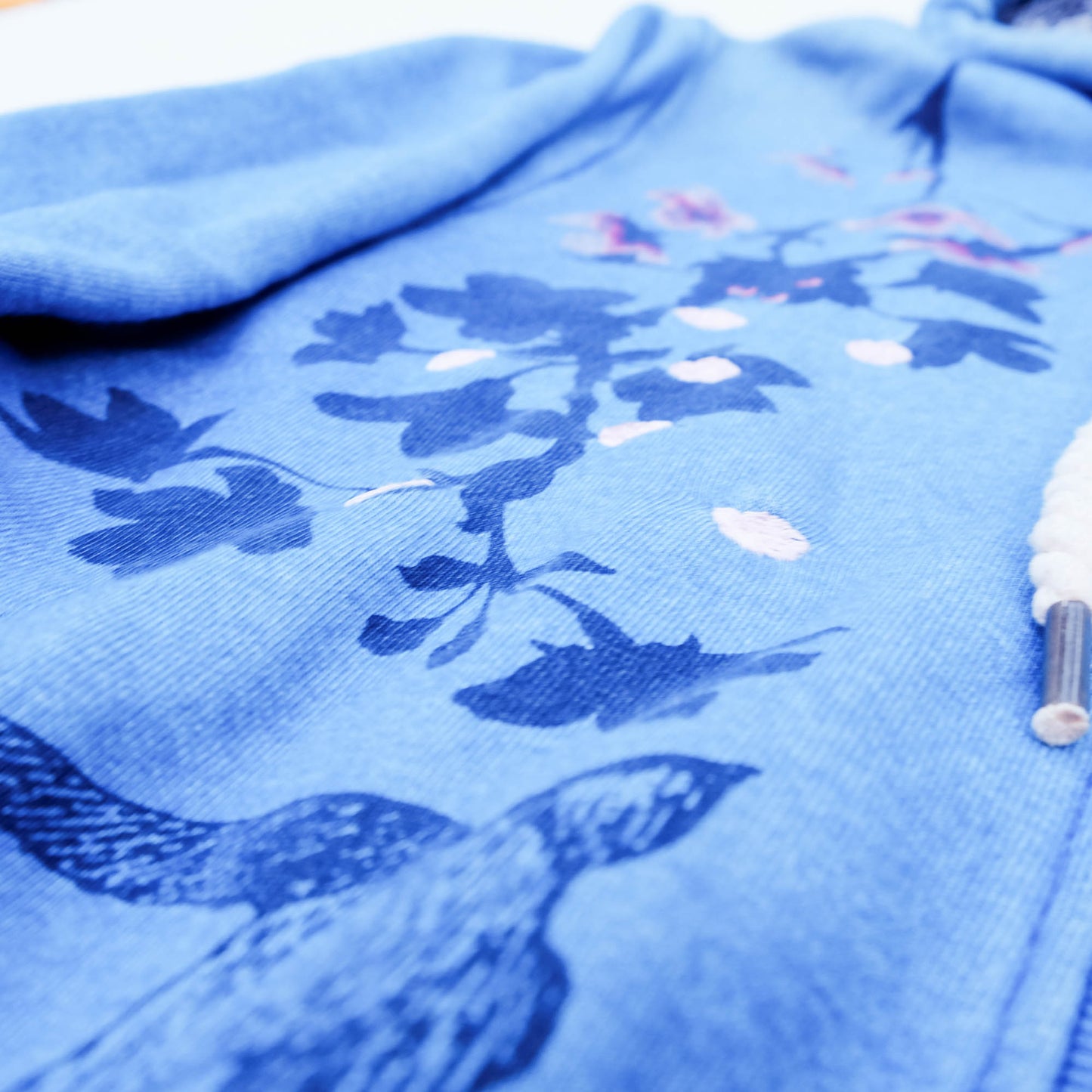 Uruwashi Japanese Wagara Zip Hoodie – Cherry Blossom & Swallow Sumi-e Inspired Art Hoodie