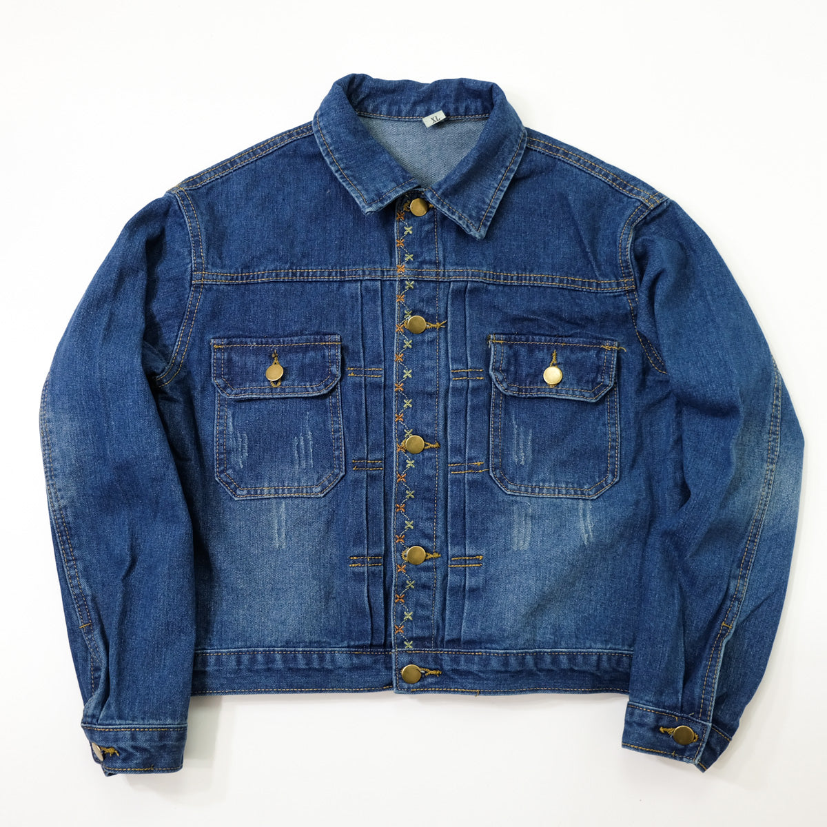 Ladies XL Hummingbird Floral Embroidered Denim Jean Jacket | Blue Vintage Style Trucker Jacket