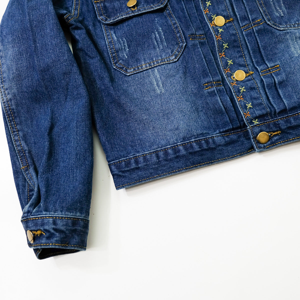 Ladies XL Hummingbird Floral Embroidered Denim Jean Jacket | Blue Vintage Style Trucker Jacket