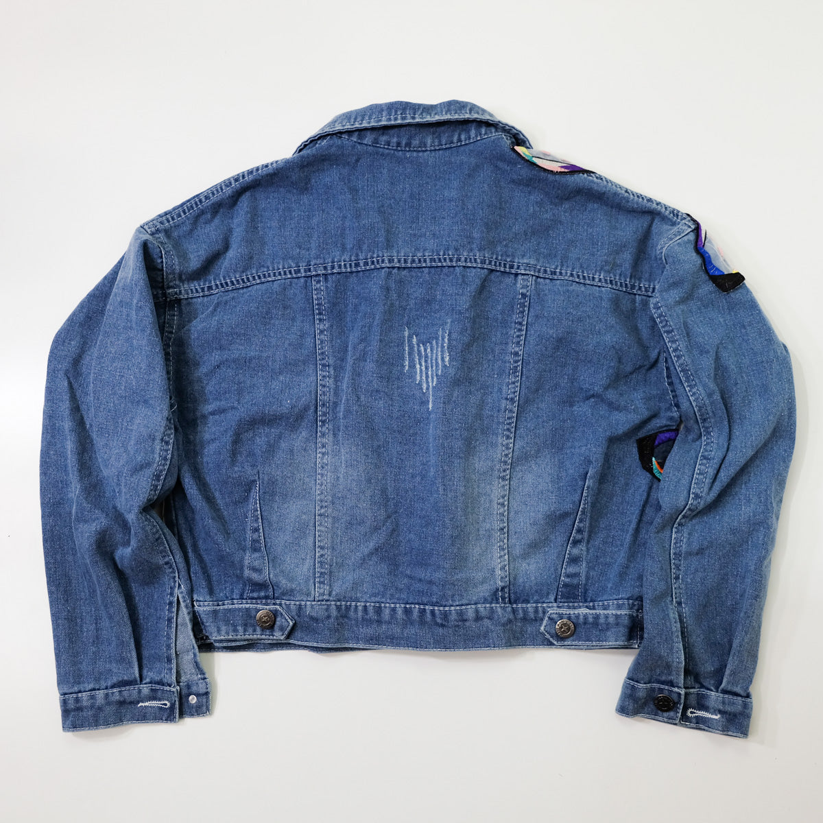 Ladies XL Butterfly Art Embroidered Denim Jacket | Colorful Appliqué Tassel Jean Trucker | Japanese Streetwear Wearable Art