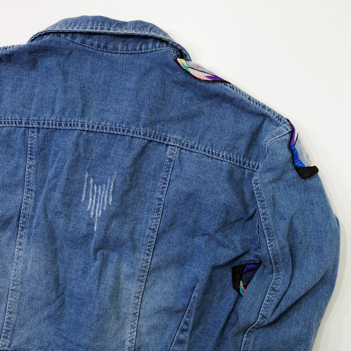 Ladies XL Butterfly Art Embroidered Denim Jacket | Colorful Appliqué Tassel Jean Trucker | Japanese Streetwear Wearable Art