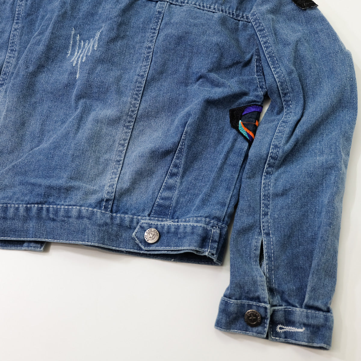 Ladies XL Butterfly Art Embroidered Denim Jacket | Colorful Appliqué Tassel Jean Trucker | Japanese Streetwear Wearable Art