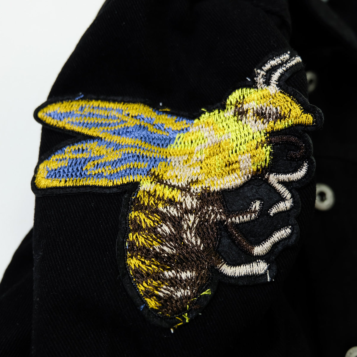 Black Embroidered Tiger Butterfly Floral Denim Jacket | L’Aveugle Pur Amour Patchwork Trucker Custom Patches | Wearable Art Statement Jean Jacket
