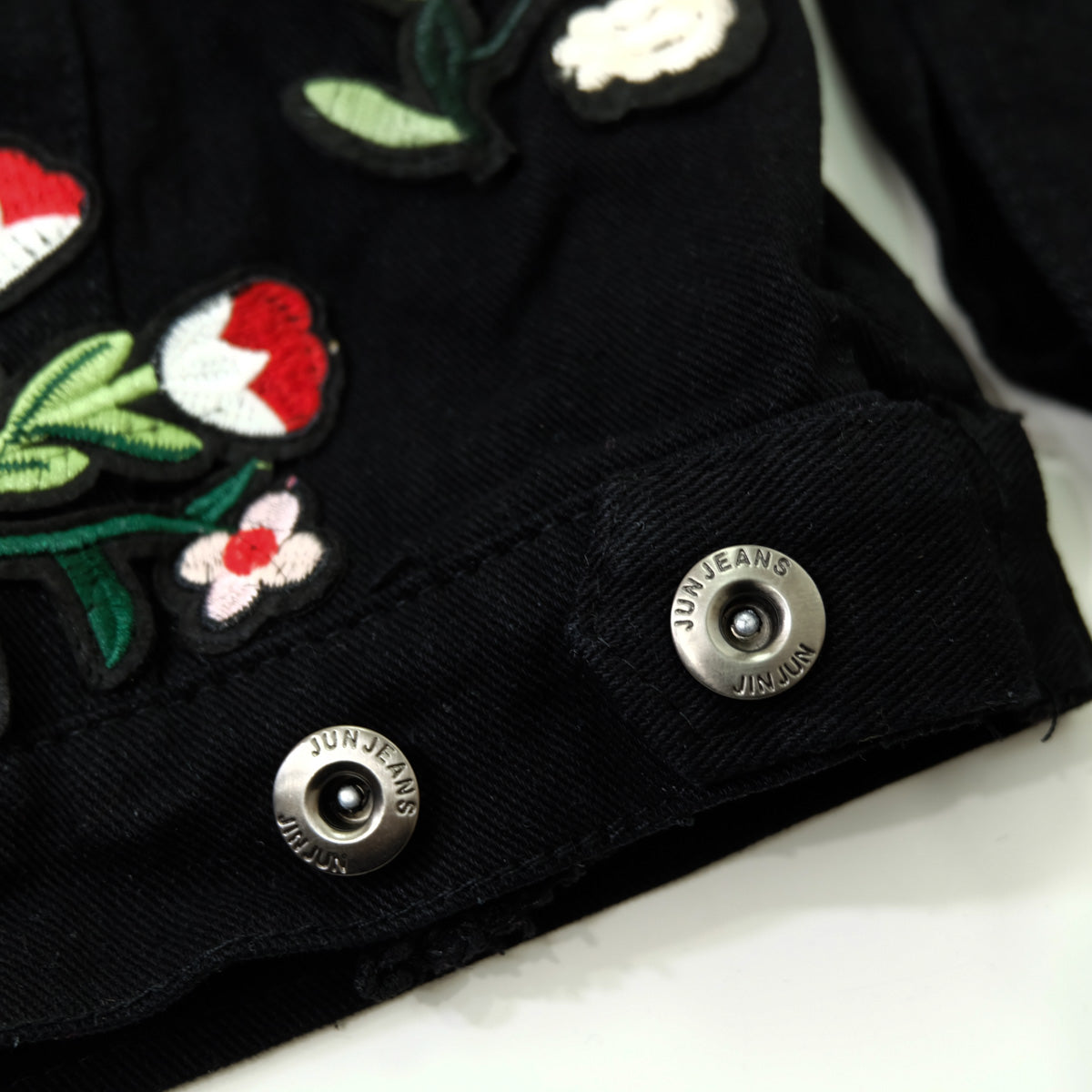Black Embroidered Tiger Butterfly Floral Denim Jacket | L’Aveugle Pur Amour Patchwork Trucker Custom Patches | Wearable Art Statement Jean Jacket
