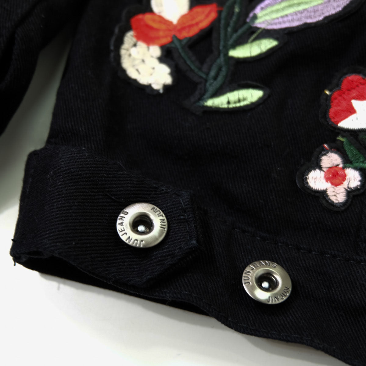 Black Embroidered Tiger Butterfly Floral Denim Jacket | L’Aveugle Pur Amour Patchwork Trucker Custom Patches | Wearable Art Statement Jean Jacket