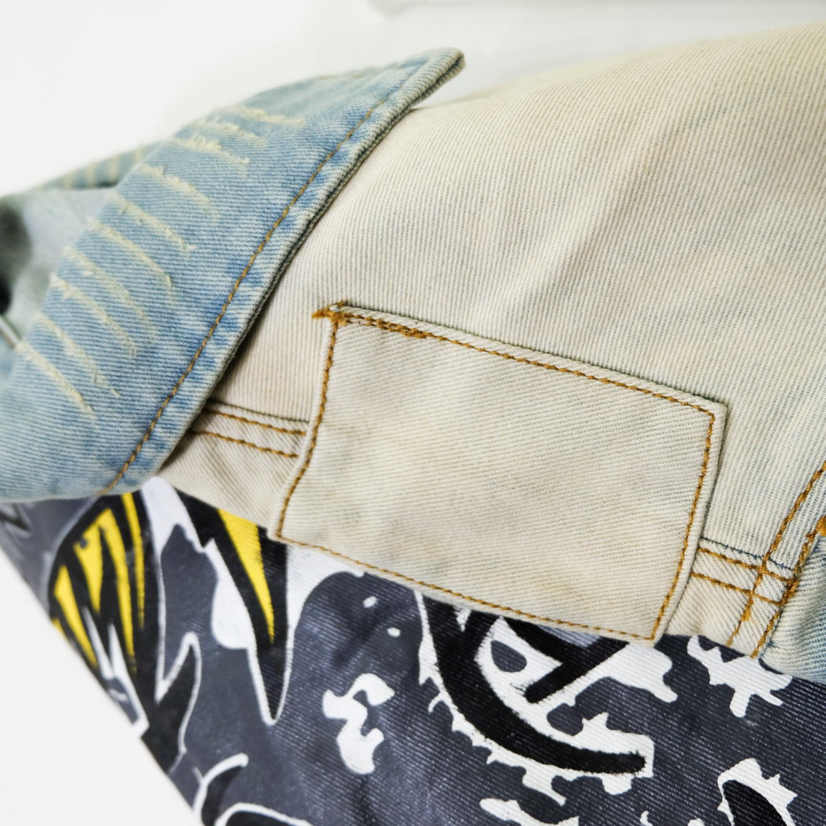 Ladies Pop Art Comic Distressed Denim Jacket Size L | Cutout Shoulder Bleached Jean Jacket Statement Graphic Back