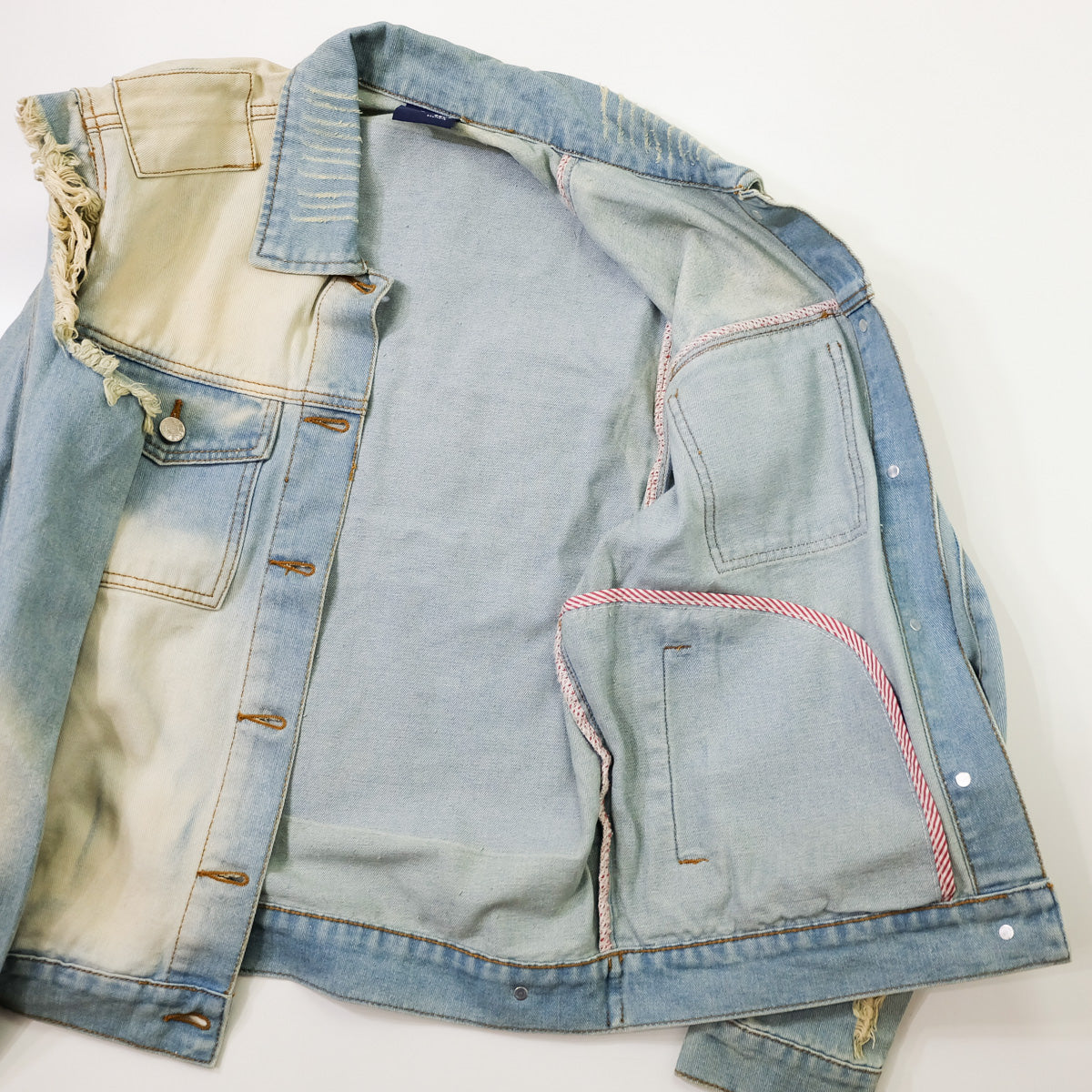 Ladies Pop Art Comic Distressed Denim Jacket Size L | Cutout Shoulder Bleached Jean Jacket Statement Graphic Back