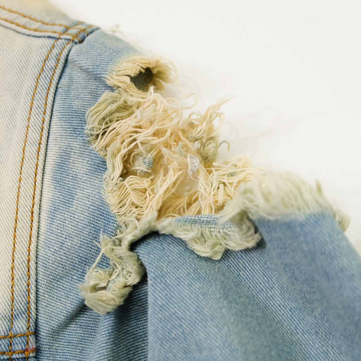 Ladies Pop Art Comic Distressed Denim Jacket Size L | Cutout Shoulder Bleached Jean Jacket Statement Graphic Back