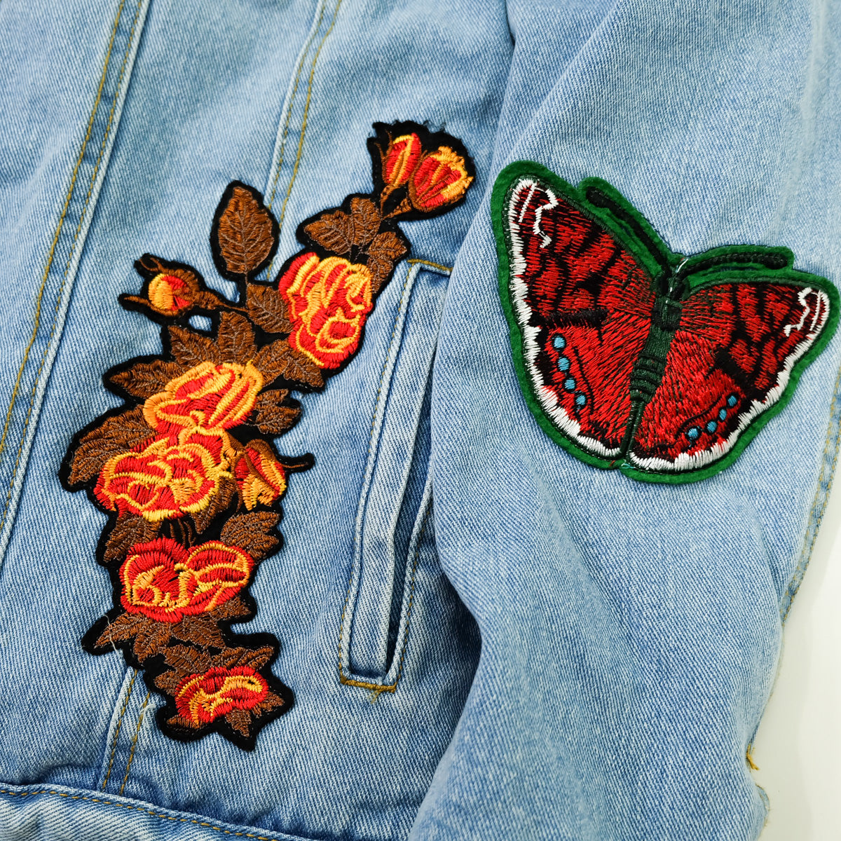 L’Aveugle Par Amour Tiger Embroidered Sherpa Denim Custom Patches Jacket | Butterfly Rose Bird Patch Trucker Coat | Maximalist Streetwear