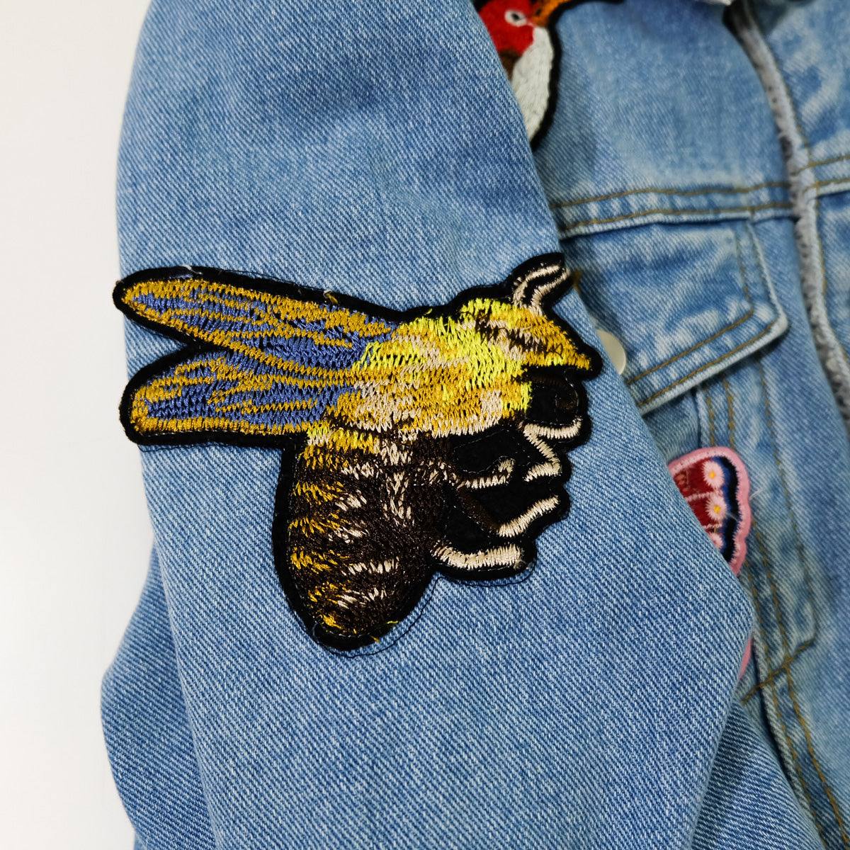 L’Aveugle Par Amour Tiger Embroidered Sherpa Denim Custom Patches Jacket | Butterfly Rose Bird Patch Trucker Coat | Maximalist Streetwear