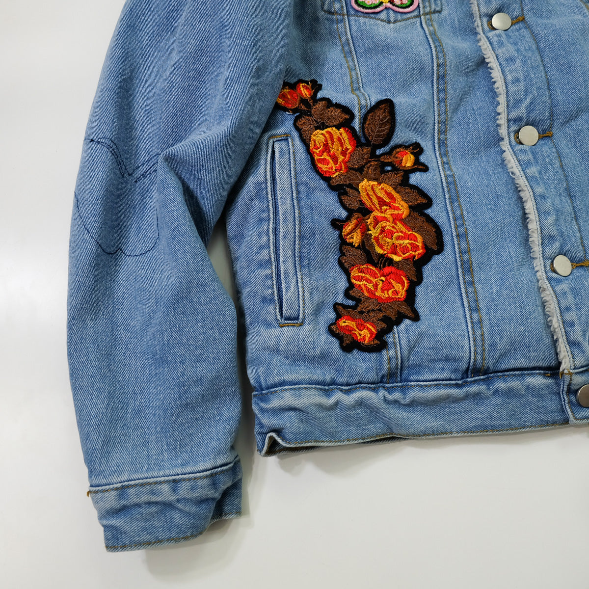 L’Aveugle Par Amour Tiger Embroidered Sherpa Denim Custom Patches Jacket | Butterfly Rose Bird Patch Trucker Coat | Maximalist Streetwear
