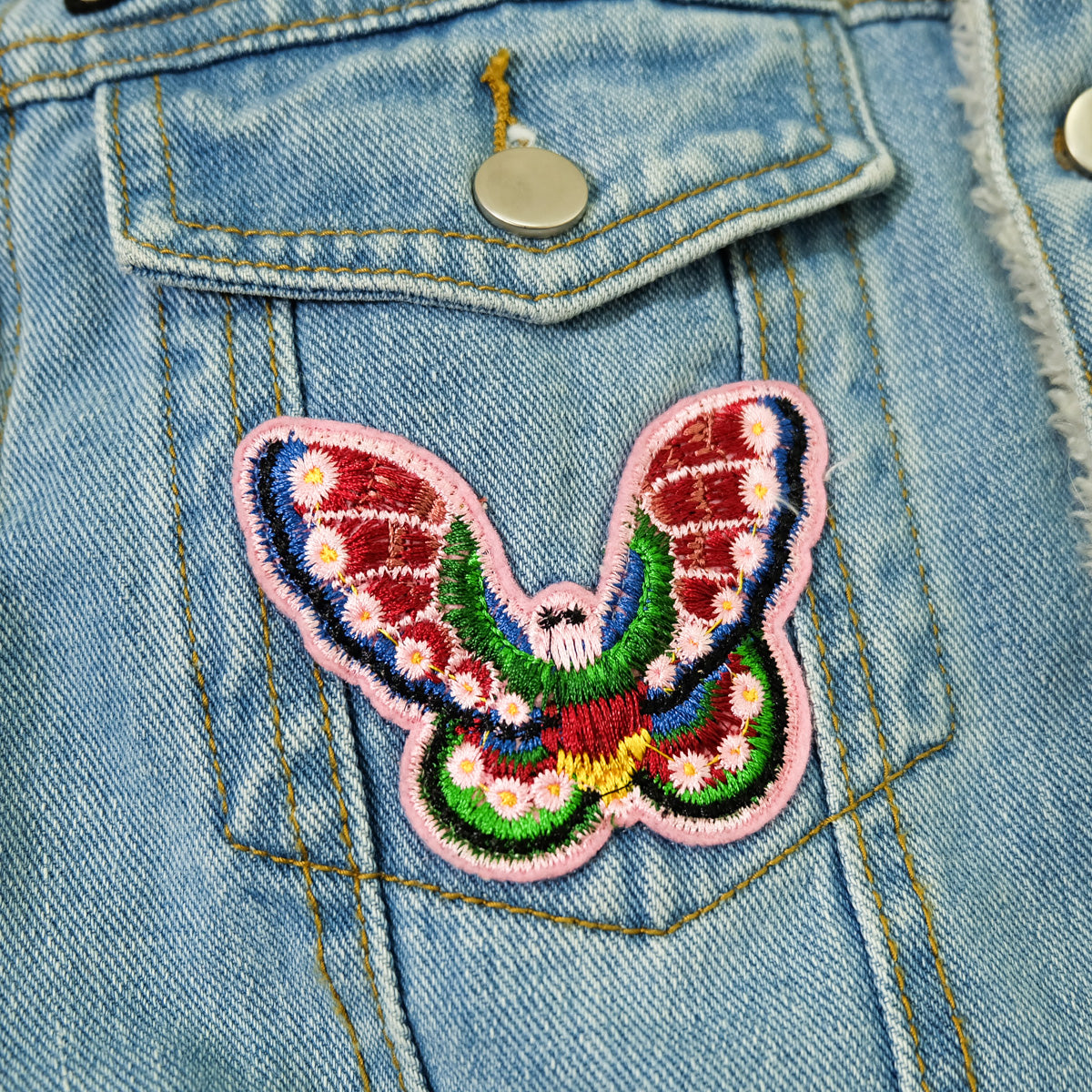 L’Aveugle Par Amour Tiger Embroidered Sherpa Denim Custom Patches Jacket | Butterfly Rose Bird Patch Trucker Coat | Maximalist Streetwear