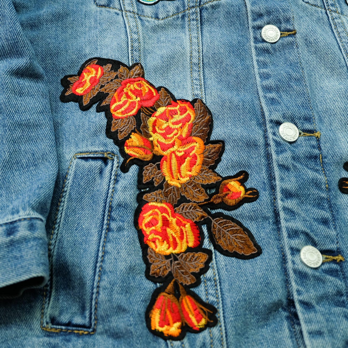 L’Aveugle Par Amour Tiger Embroidered Custom Patches Denim Jacket | Floral Butterfly Bird Patch Jean Trucker Jacket | Japanese Streetwear Style