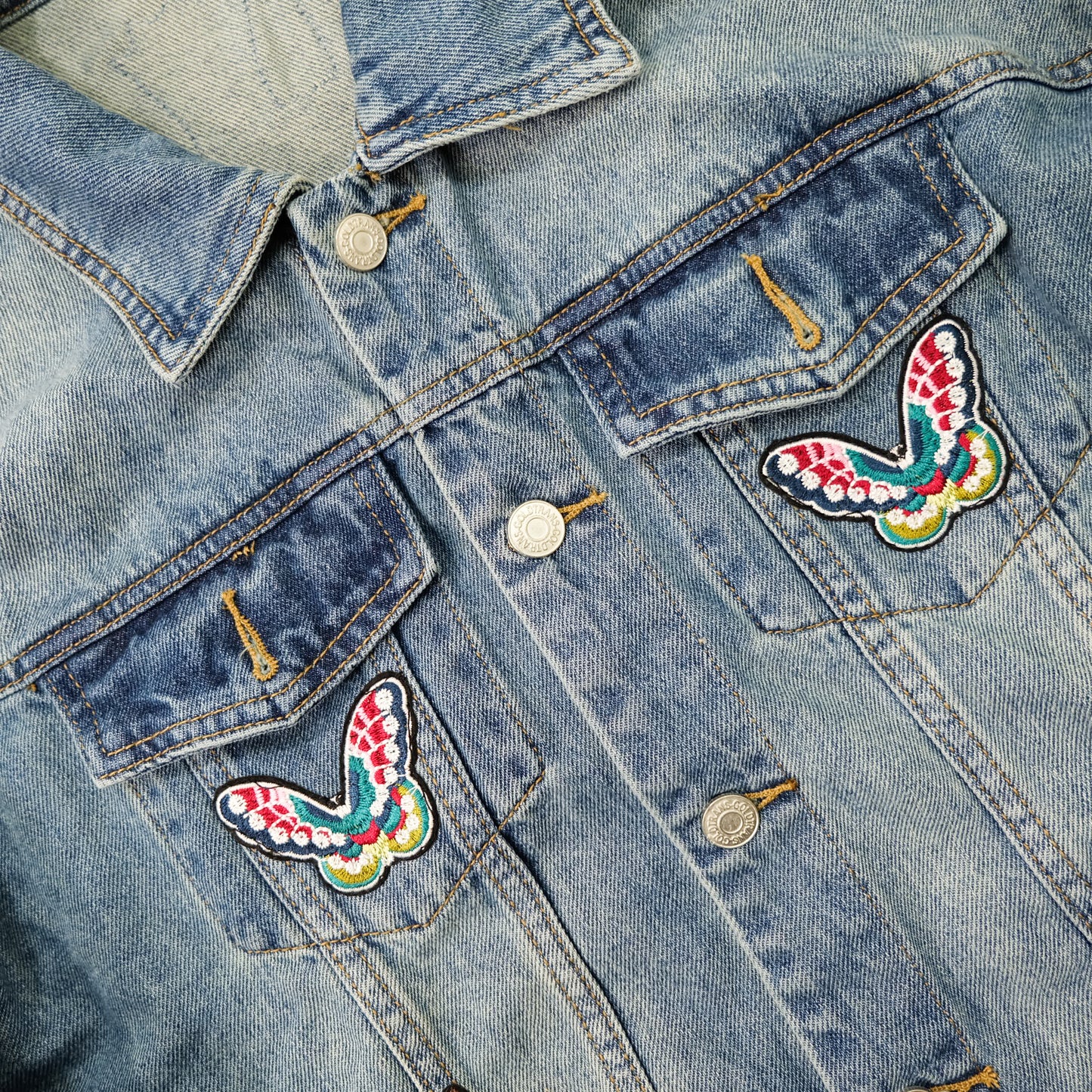 L’Aveugle Par Amour Tiger Embroidered Custom Patches Denim Jacket | Floral Butterfly Bird Patch Jean Trucker Jacket | Japanese Streetwear Style