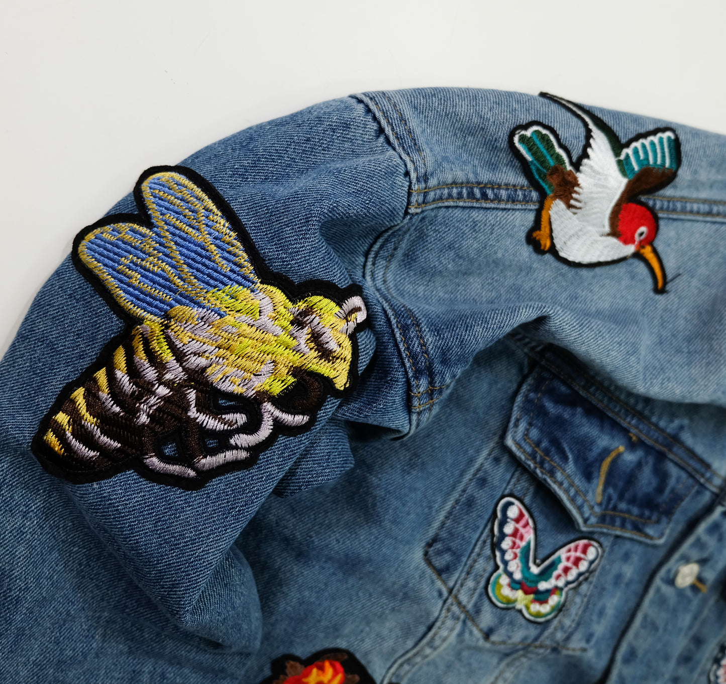 L’Aveugle Par Amour Tiger Embroidered Custom Patches Denim Jacket | Floral Butterfly Bird Patch Jean Trucker Jacket | Japanese Streetwear Style