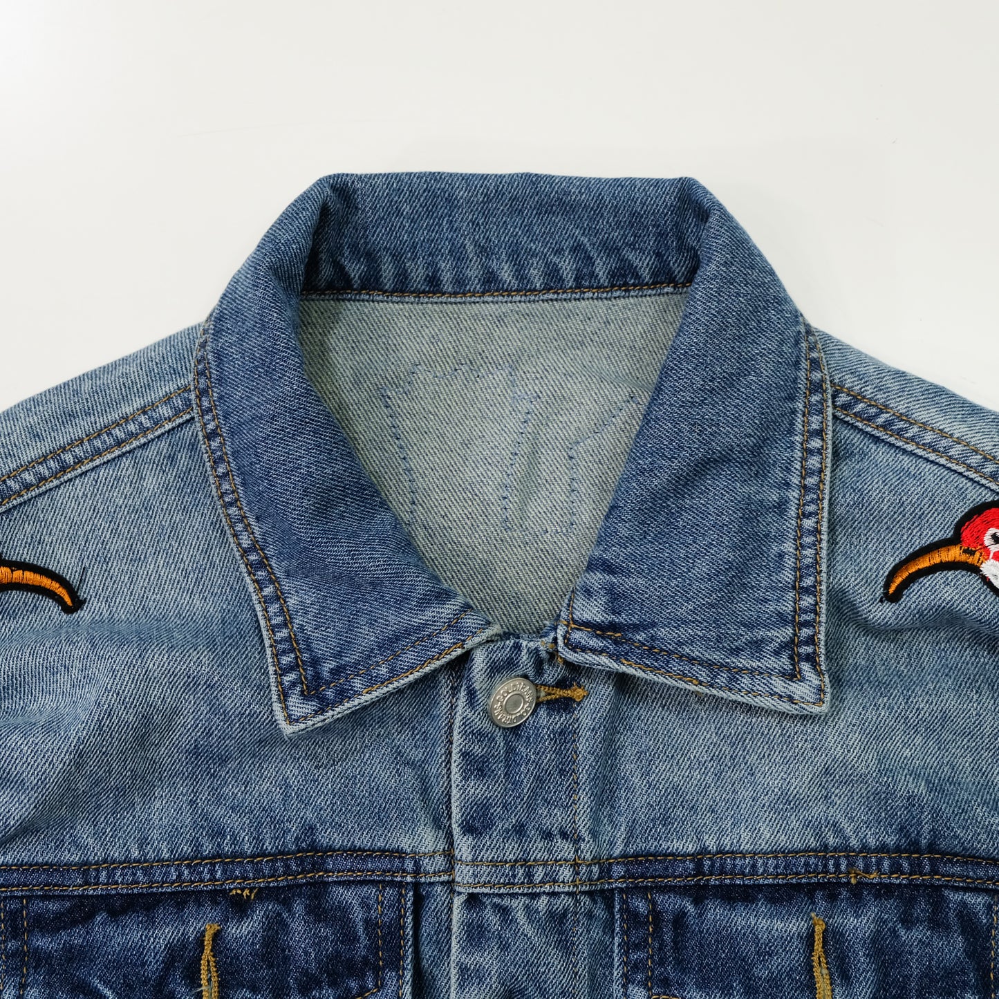 L’Aveugle Par Amour Tiger Embroidered Custom Patches Denim Jacket | Floral Butterfly Bird Patch Jean Trucker Jacket | Japanese Streetwear Style