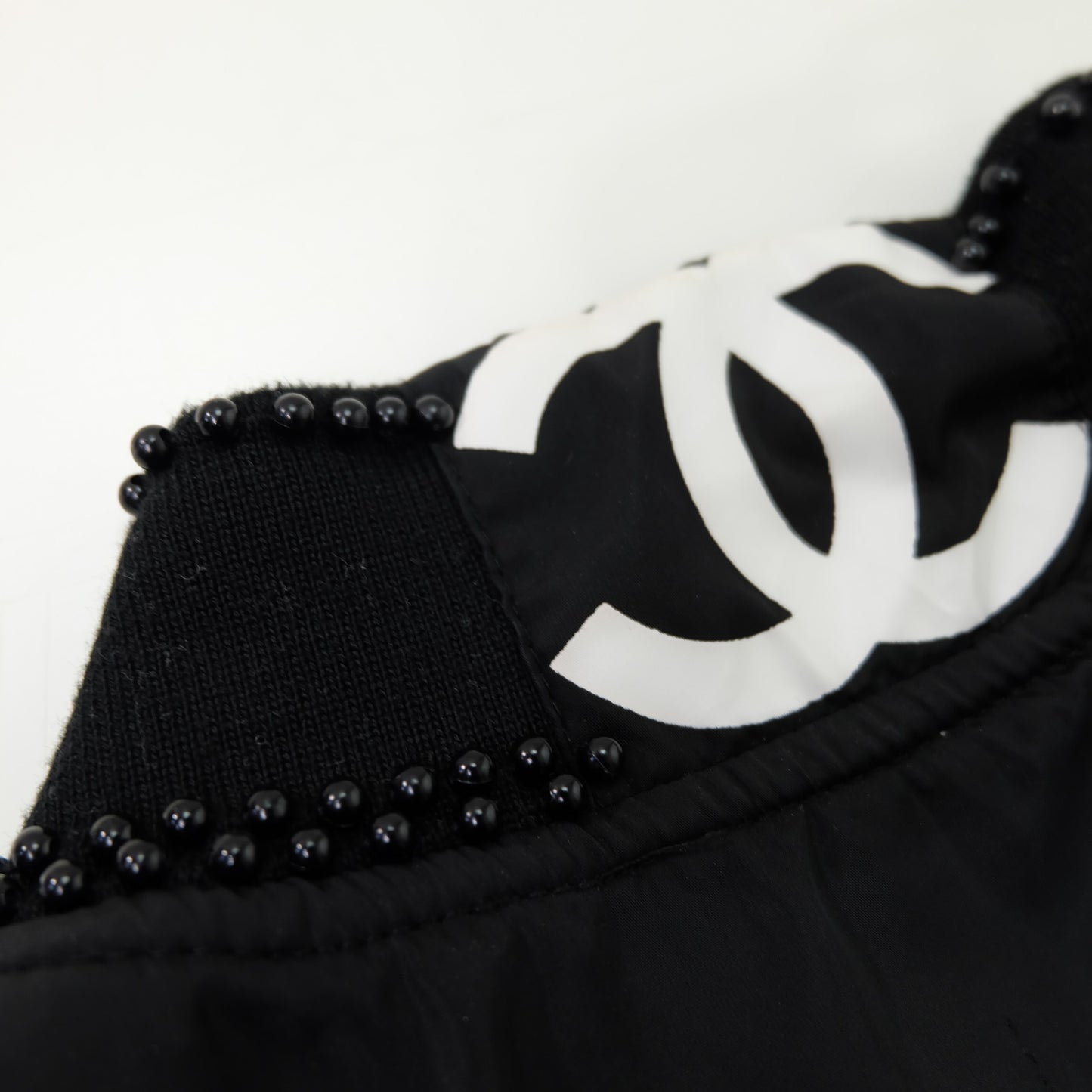 CHANEL Rue Paris Big Logo Black Bomber Jacket | Orange Quilted Lining | Size M | Rare 1990s-Style Luxury Streetwear