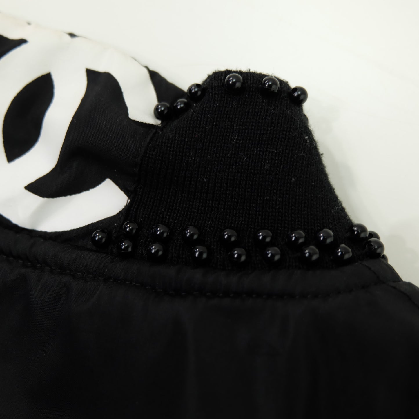 CHANEL Rue Paris Big Logo Black Bomber Jacket | Orange Quilted Lining | Size M | Rare 1990s-Style Luxury Streetwear