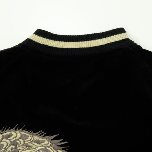 CROWS × WORST Kuzugami Tatsuo Dragon Velvet Reversible Sukajan Jacket | Black Gold Dragon × Red Satin | Japanese Manga Streetwear | Size L