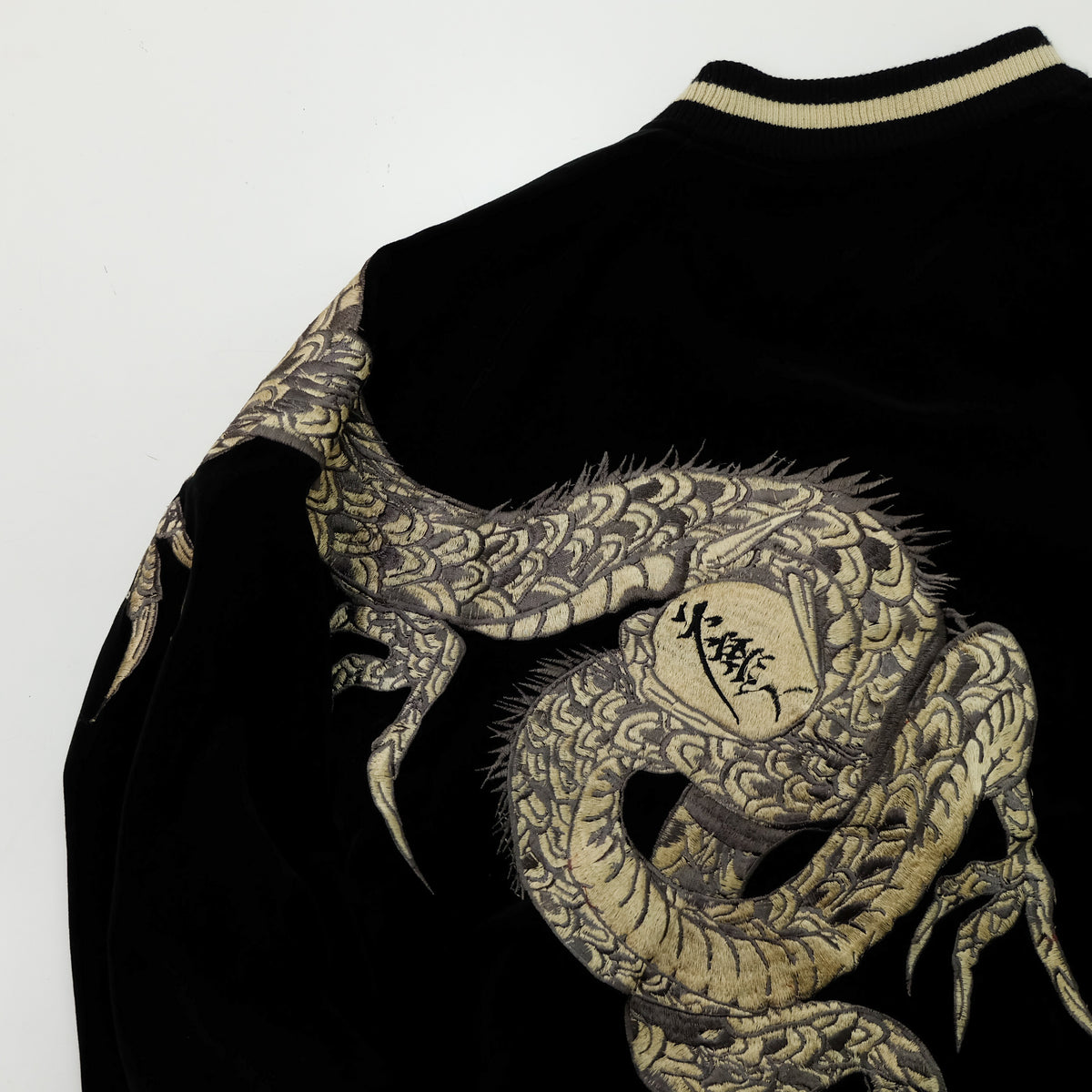 CROWS × WORST Kuzugami Tatsuo Dragon Velvet Reversible Sukajan Jacket | Black Gold Dragon × Red Satin | Japanese Manga Streetwear | Size L